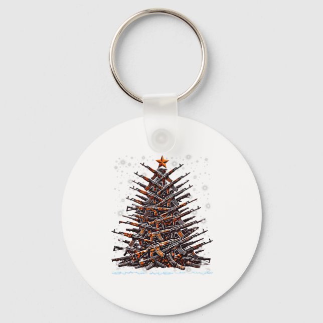 Guns Christmas Tree Funny Men Xmas 2024 For Gun Lo Keychain (Front)