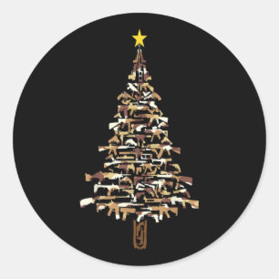Guns Forming Into A Christmas Tree Funny Awesome  Classic Round Sticker