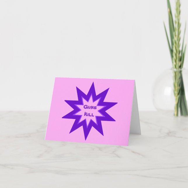Guns Kill Purple and Pink Blank Note Card (Front)