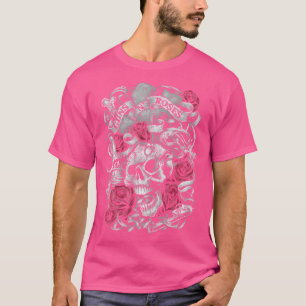 Guns N' Roses Official Flourish Skull Pink Roses T-Shirt