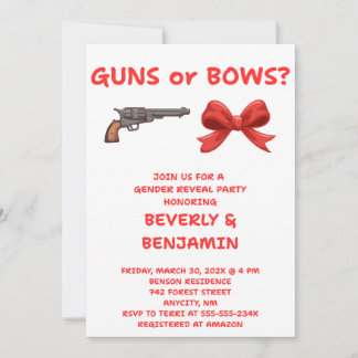 Guns or Bows Gender Reveal Invitation