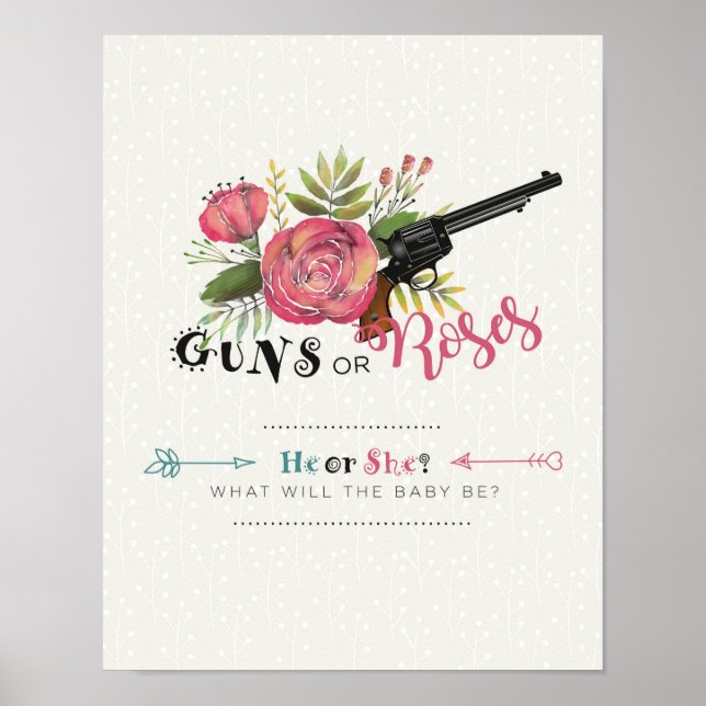 Guns or Roses Gender Reveal Party Poster (Front)