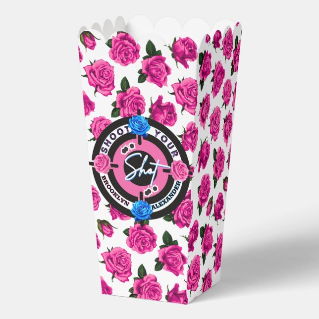Guns or Roses Gender Reveal Pink/Blue Baby Shower  Favor Box (Front)