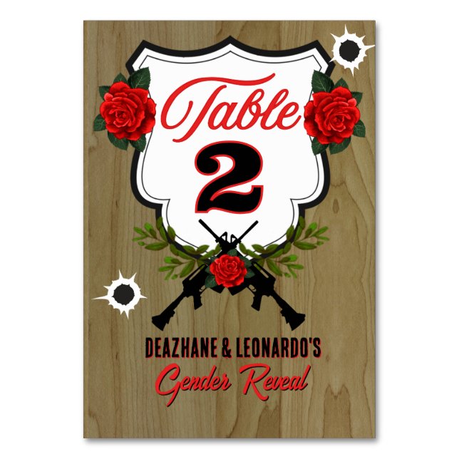 Guns or Roses Gender Reveal  Table Number (Front)