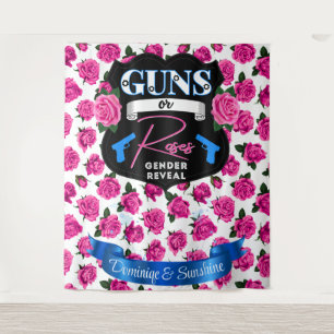 Guns or Roses Pink/Blue Gender Reveal Baby Shower Tapestry