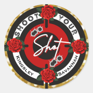 Guns or Roses Shoot your Shot Gender Reveal Classic Round Sticker