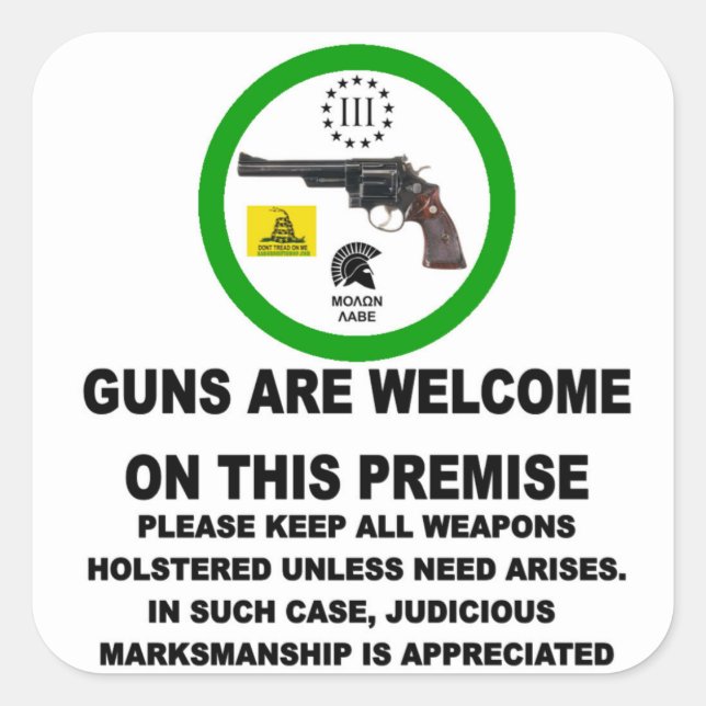 GUNS WELCOME SQUARE STICKER (Front)