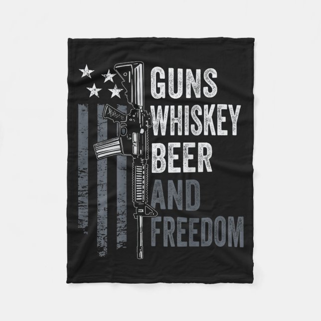 Guns Whisky Beer And Dom - Funny Drinking Gun (on  Fleece Blanket (Front)