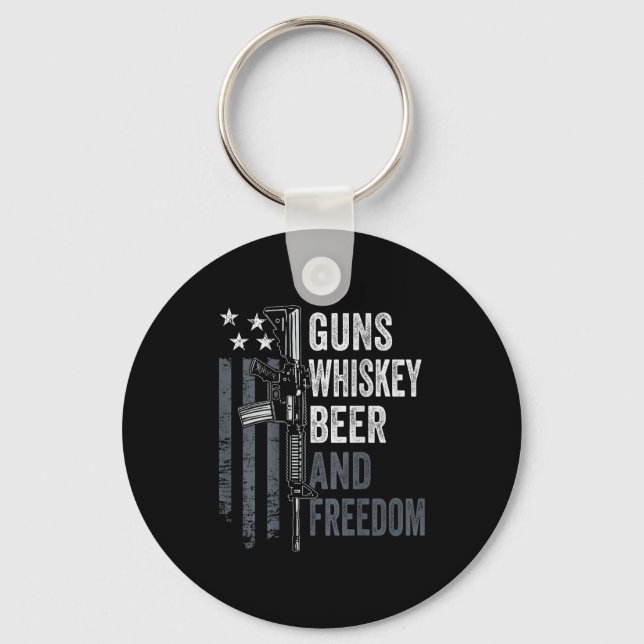 Guns Whisky Beer And Dom - Funny Drinking Gun (on  Keychain (Front)