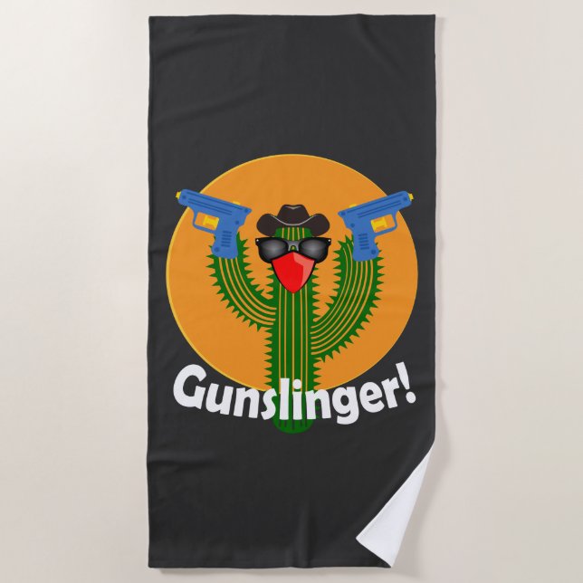 Gunslinger Cactus Design - Beach Towel (Front)