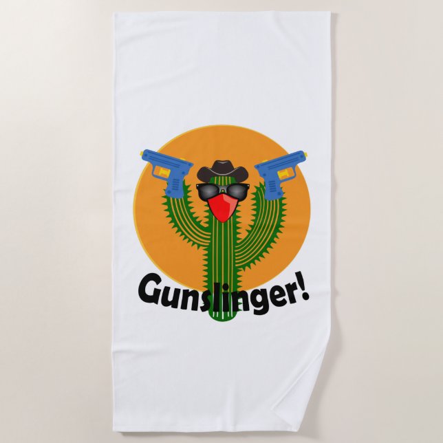 Gunslinger Cactus Design - Beach Towel (Front)