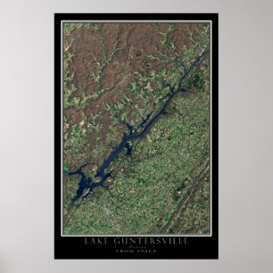 Guntersville Lake Alabama From Space Satellite Map Poster