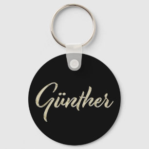 Günther Name whitegold Button Schlüsselanhänger Keychain