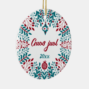 Guoð juol Elfdalian Övdalian Christmas Greeting Ceramic Ornament