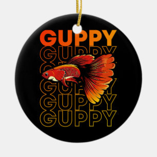 Guppy Fish 80's Style Tropical Fish Keeper  Ceramic Ornament