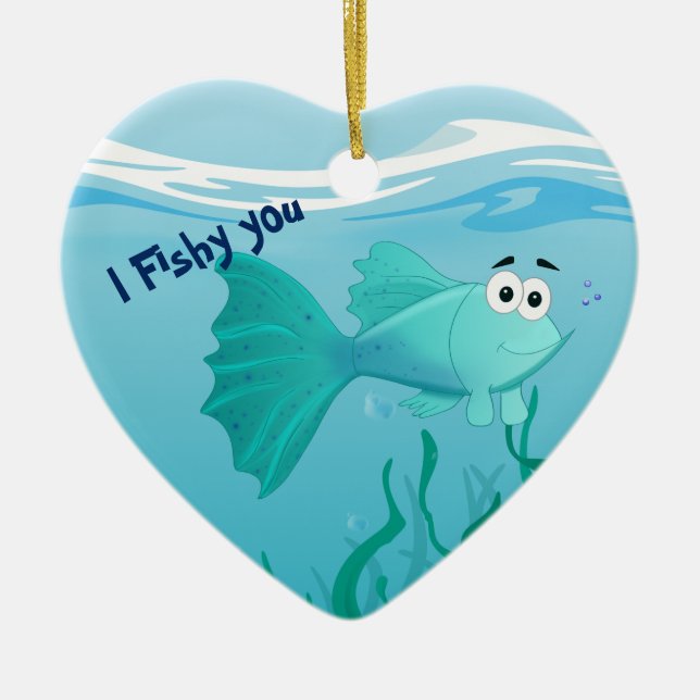 Guppy fish illustration ceramic ornament (Front)
