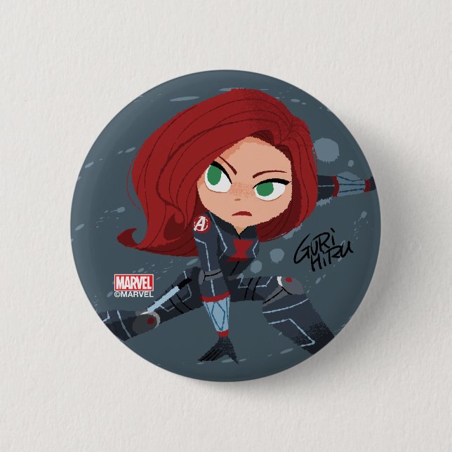 Guri Hiru Black Widow 2 Inch Round Button (Front)