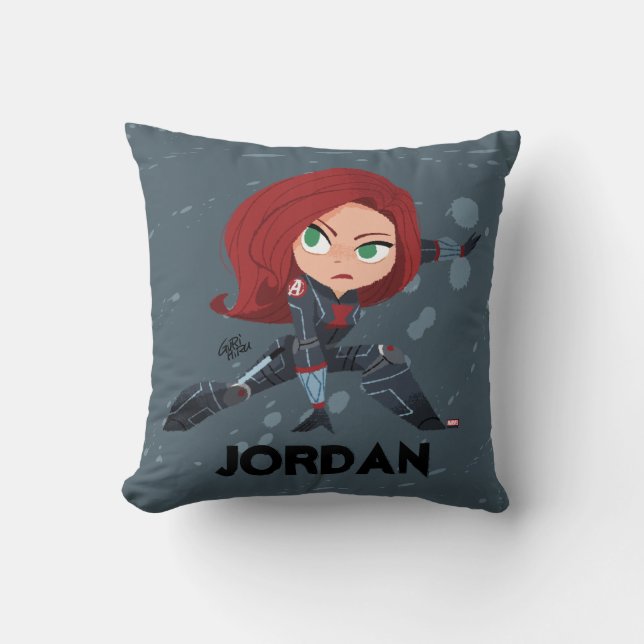 Guri Hiru Black Widow Throw Pillow (Front)