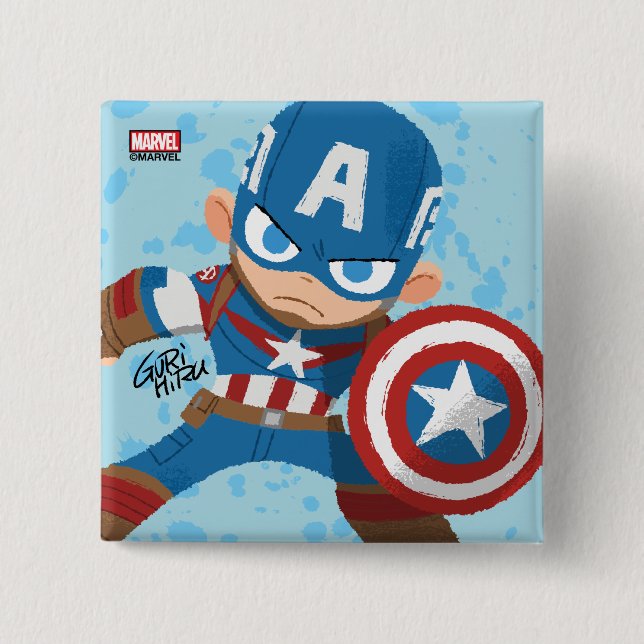 Guri Hiru Captain America 2 Inch Square Button (Front)