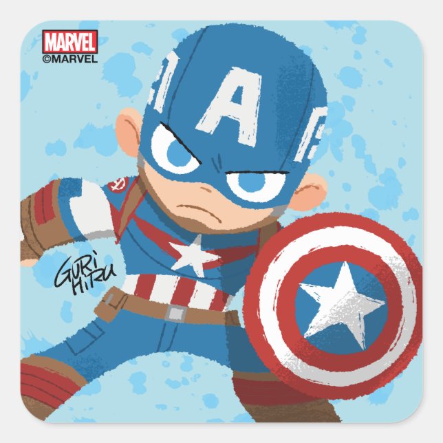 Guri Hiru Captain America Square Sticker (Front)