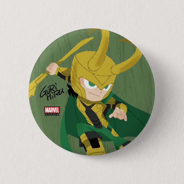 Guri Hiru Loki 2 Inch Round Button (Front)