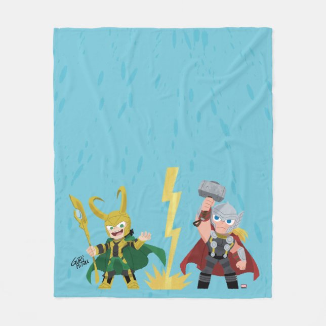 Guri Hiru Loki & Thor Fleece Blanket (Front)