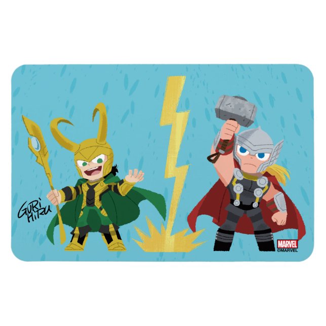 Guri Hiru Loki & Thor Magnet (Horizontal)