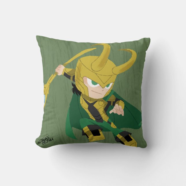 Guri Hiru Loki Throw Pillow (Front)