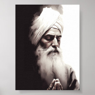 Gurū Nānak Abstract Portrait - Sikh Poster