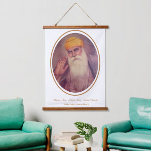 Guru Nanak Dev Handmade Vintage Portrait Wall Art
