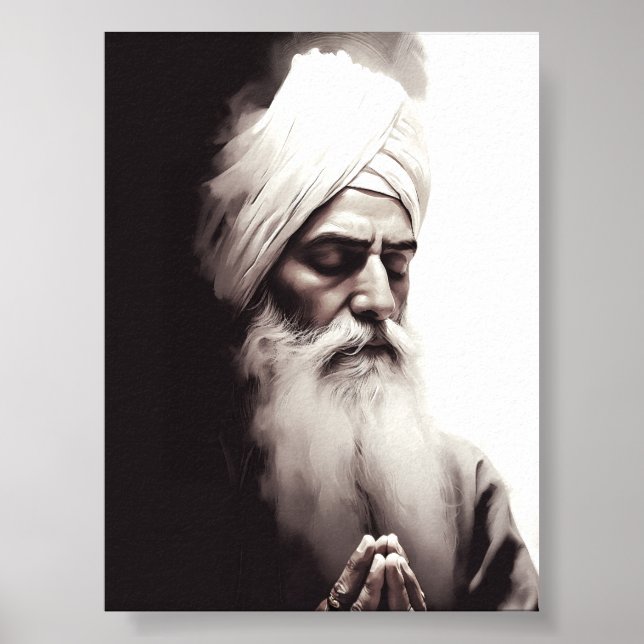 Guru Nānak Portrait Abstrait - Poster Sikh (Devant)