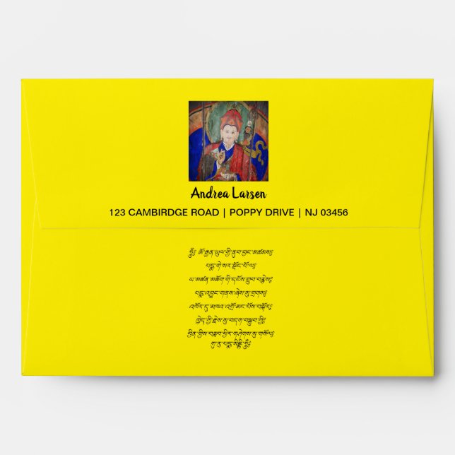 Guru Rinpoche & 7 Line Prayer (Buddha Tibetan) Envelope (Back (Top Flap))