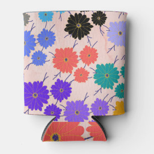 Gurugram watercolor, floral textile design. can cooler