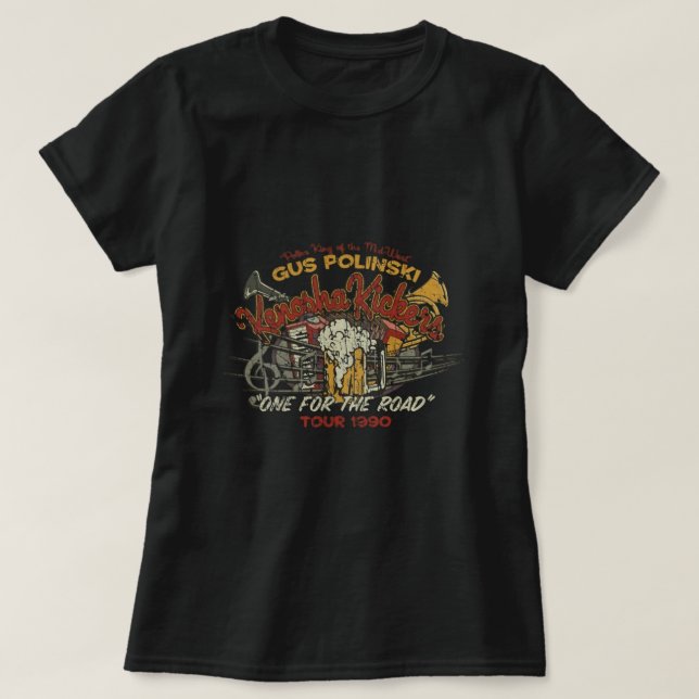 Gus Polinski et le t-shirt Kenosha Kickers 1990 (Design devant)