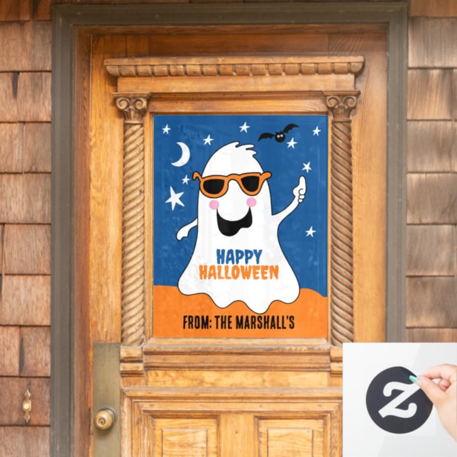Gus the Ghost Halloween Cute Kids  Window Cling (Home Door)