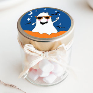Gus the Ghost Kids Cute Halloween and Bats Classic Round Sticker