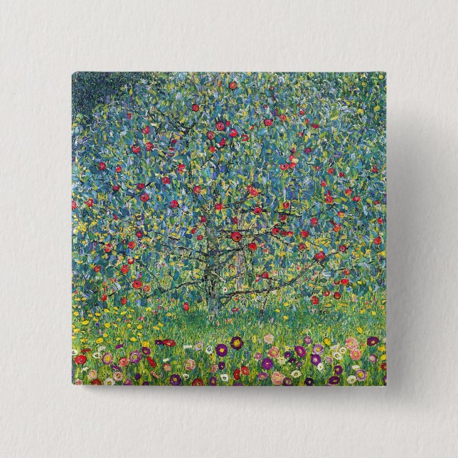Gustav Klimt - Apple Tree 2 Inch Square Button (Front)