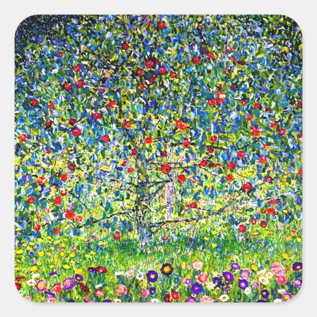 Gustav Klimt Apple Tree Square Sticker (Front)