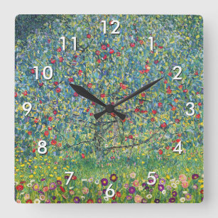 Gustav Klimt - Apple Tree Square Wall Clock