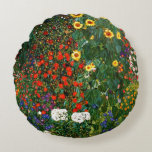 Gustav Klimt art - Farm Garden with Sunflowers Round Pillow<br><div class="desc">Gustav Klimt art - Farm Garden with Sunflowers throw pillow.</div>