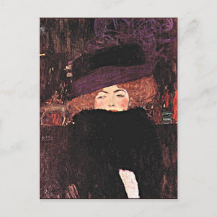 Gustav Klimt artwork, Lady in a Fur Hat and Boa Postcard