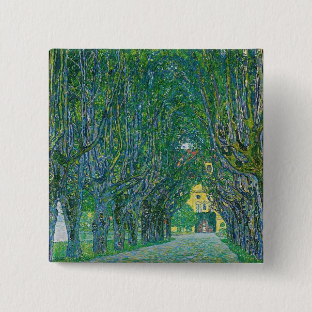 Gustav Klimt - Avenue in the Park Schloss Kammer 2 Inch Square Button (Front)