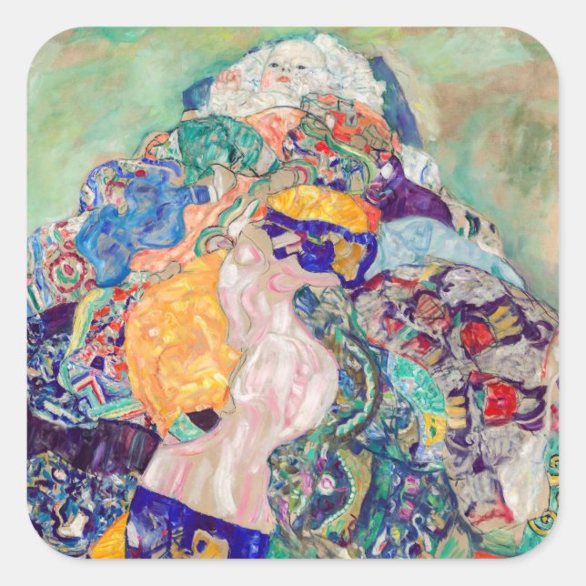 Gustav Klimt - Baby / Cradle Square Sticker (Front)