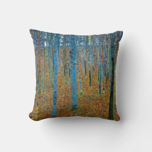 Gustav Klimt, Beech Grove I (1902) Throw Pillow (Front)