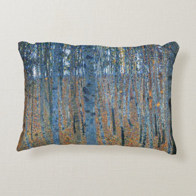Gustav Klimt Beech Tree Forest Grove Accent Pillow (Back)