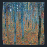Gustav Klimt Beech Tree Forest Grove Bandana<br><div class="desc">This is based on classic nature painting artworks by Gustav Klimt, Beech Grove 1, 1902. The artwork portrays a dense forest of tall, slender birch trees, with pale trunks marked by dark, vertical lines. The foliage is depicted in shades of blue, green, and yellow, adding a sense of depth and...</div>
