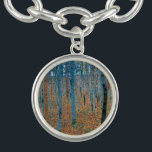 Gustav Klimt Beech Tree Forest Grove Bracelet<br><div class="desc">This is based on classic nature painting artworks by Gustav Klimt, Beech Grove 1, 1902. The artwork portrays a dense forest of tall, slender birch trees, with pale trunks marked by dark, vertical lines. The foliage is depicted in shades of blue, green, and yellow, adding a sense of depth and...</div>
