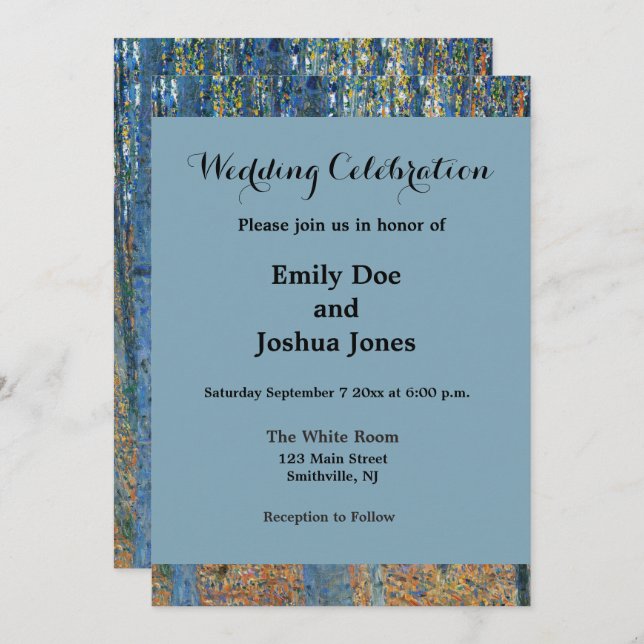 Gustav Klimt Beech Tree Forest Grove Invitation (Front/Back)