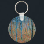 Gustav Klimt Beech Tree Forest Grove Keychain<br><div class="desc">This is based on classic nature painting artworks by Gustav Klimt,  Beech Grove 1,  1902,  is a close up of a forest of beech trees,  in blue and colorful woods.</div>