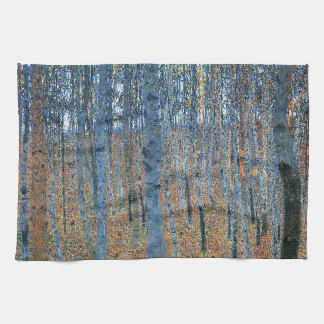Gustav Klimt Beech Tree Forest Grove Kitchen Towel (Horizontal)